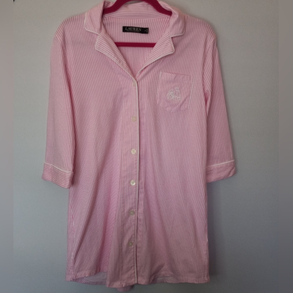 Ralph Lauren Cotton Jersey Striped Pajama Sleep Shirt
